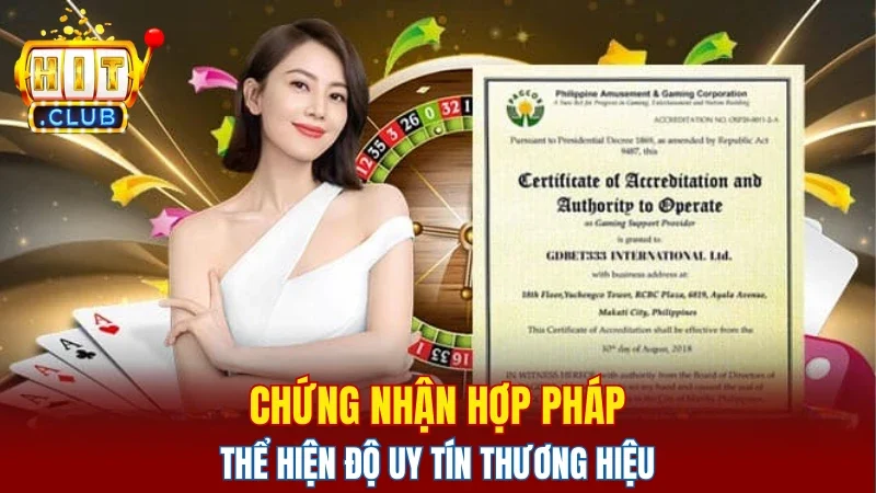 Chứng nhận hợp pháp thể hiện độ uy tín thương hiệu